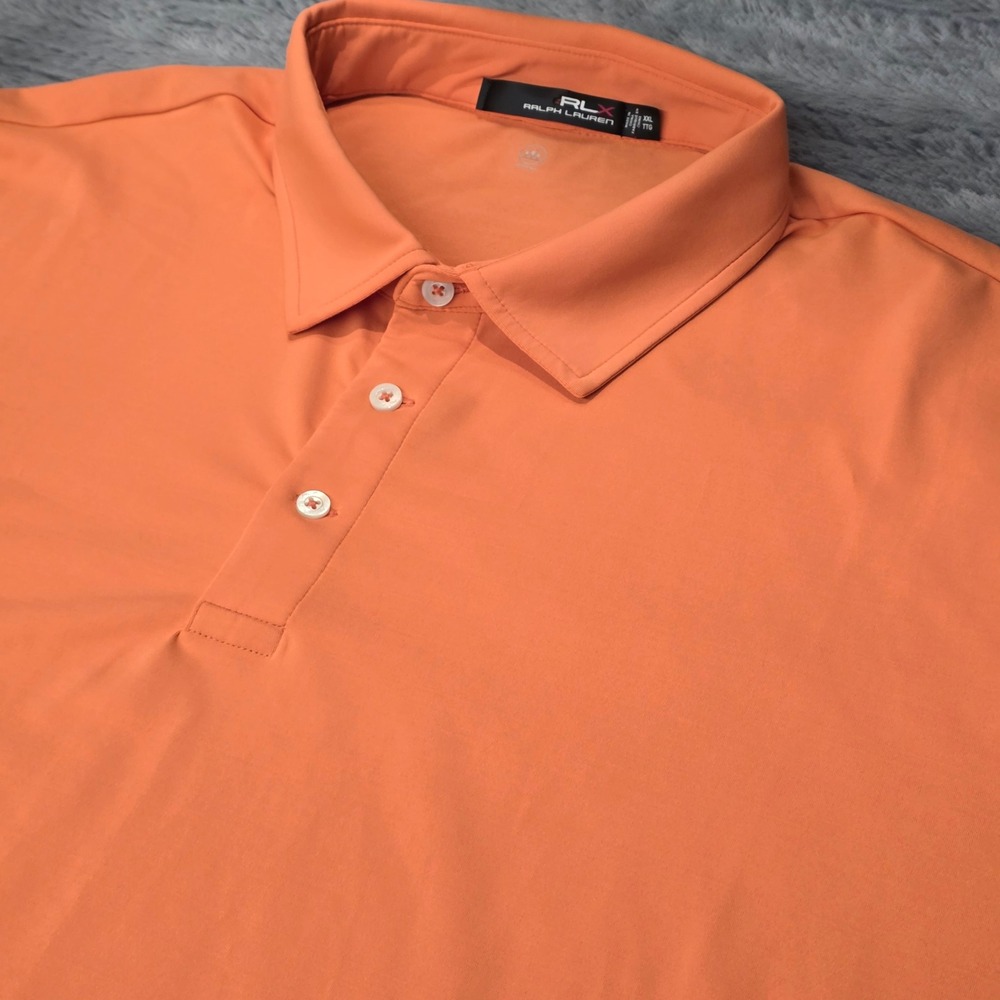 RLX‎ Ralph Lauren Mens XXL Orange Performance Golf Polo Shirt Wicking Stretch